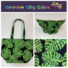 Large Tote Bag - Leaves on Black Large Tote Bag - Leaves on Black